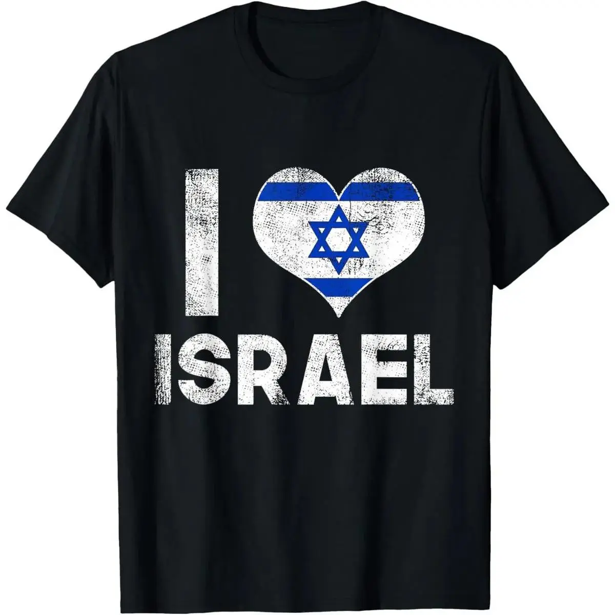 Cotton Short-Sleeve Classic Relaxed Fit Soft T-Shirt, I Love Israel Hebrew Culture Gift Idea, No Pockets Sports Top