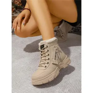 Women’s autumn–winter fashion thickened casual shoes; thick-soled high-top waterproof platform shoes; outdoor street-style warm flat shoes; lightweight, soft-soled, non-slip, wear-resistant commuter thickened athletic shoes; tactical boots
