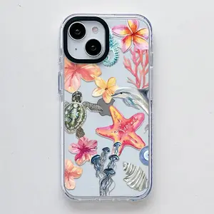 Marine Life Pattern, Scratch Resistant Shockproof Protective Cover TPU Clear Soft Phone Case for iPhone 17 16 15 14 13 12 11 Pro Max Plus Personality iPhone Case