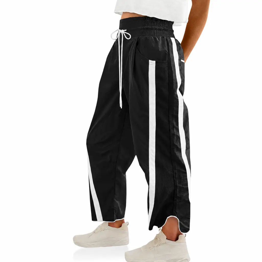Baggy Wide Leg Y2K Track Pants for Women, Elastic Waisted Drawstring Sweatpants