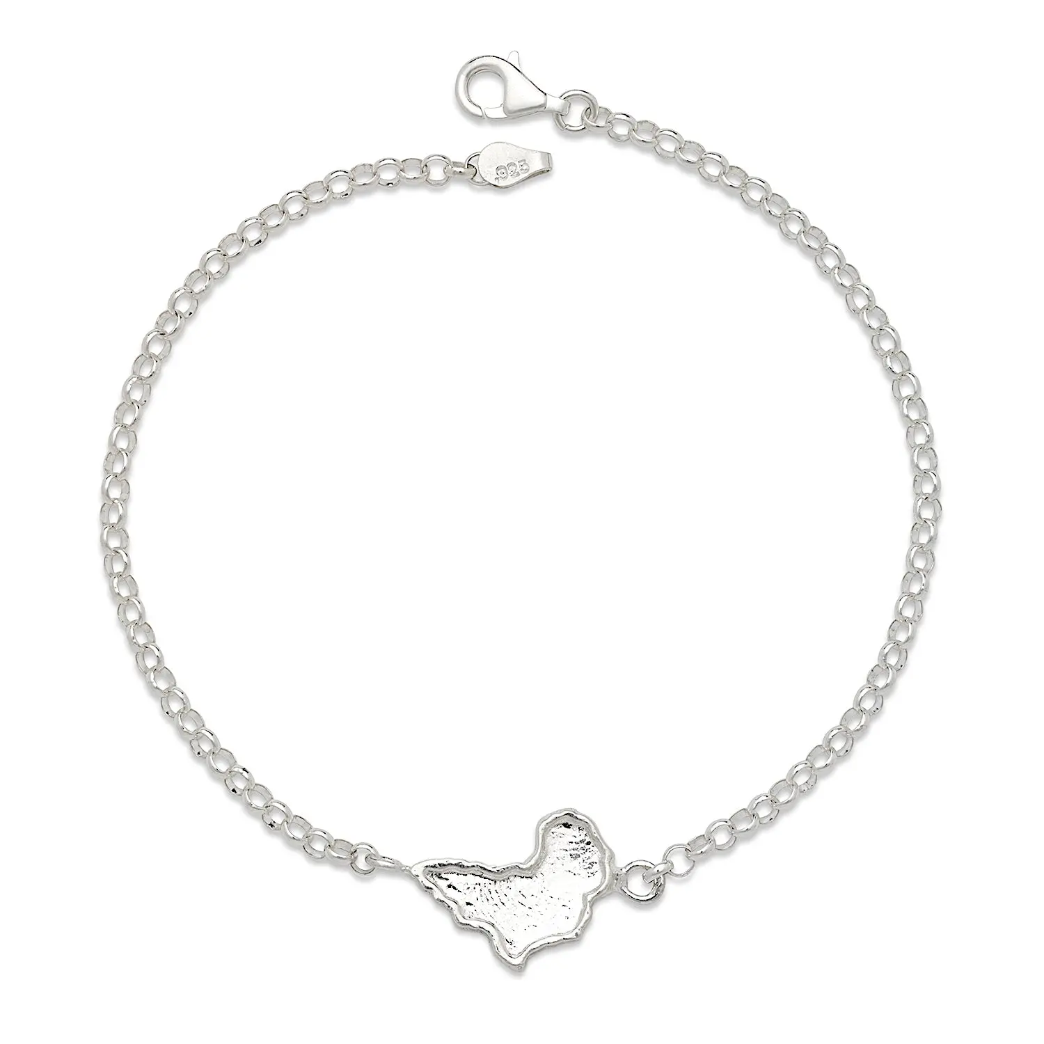 BETTER JEWELRY Handmade .925 Sterling Silver African Map Charm Anklet for Adults, Made to Order Jewelry