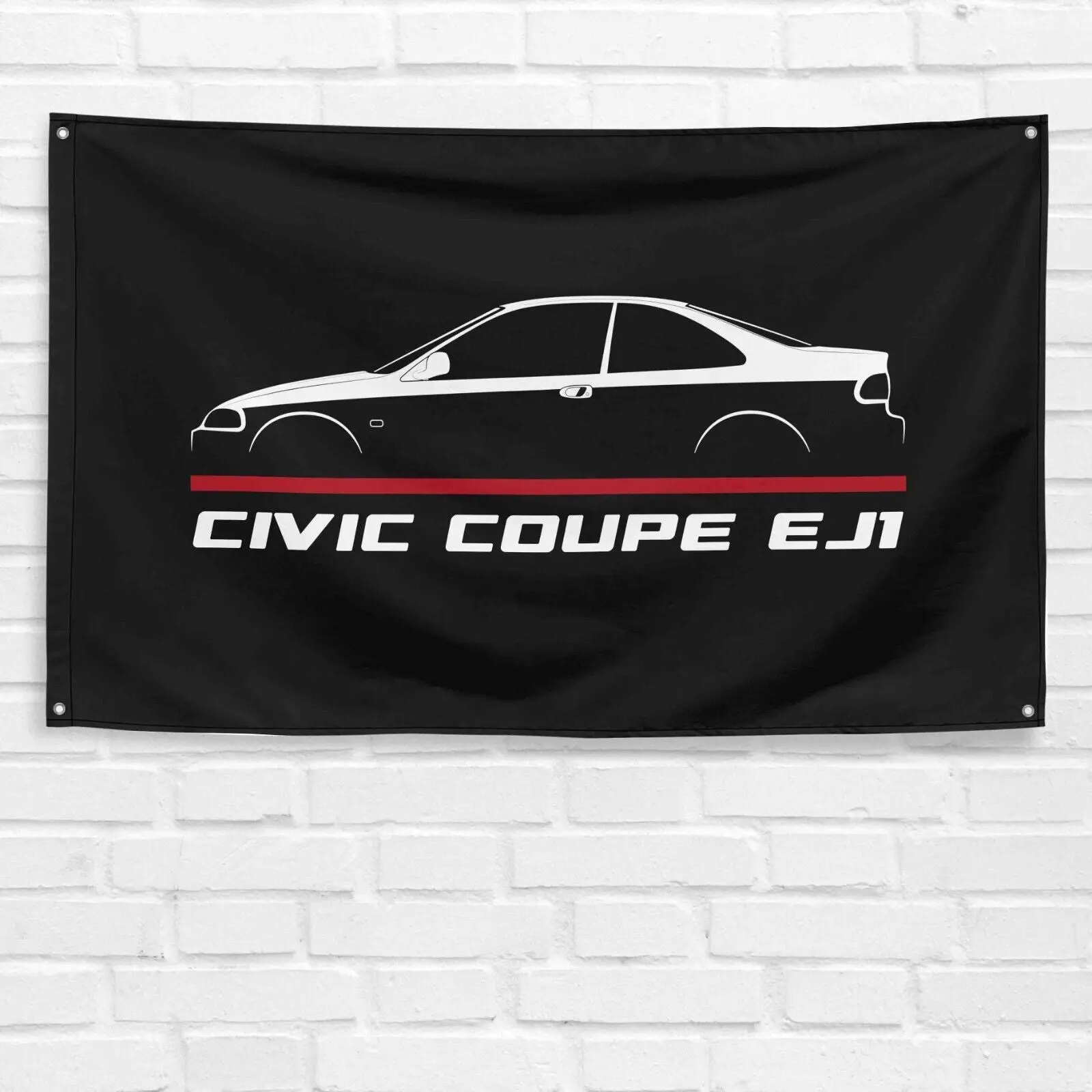 Unbranded & Handmade Civic Coupe EJ1 1991-1995 Polyester Wall Hanging Banner, 3x5 ft Flag with Vibrant Print, Dad Grandpa Gift Car Enthusiast Wall Decoration for Man Cave, Wall Hanging Backdrop