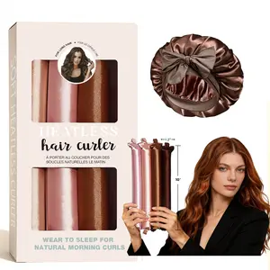 Satin Heatless Curling Rod - Jumbo Flexi Rod, Heatless Hair Curler for Overnight, Soft Hair Curlers, Heatless Curlers for Women, 4pcs, Rosewood