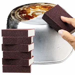 5 Pack Emery Magic Wipe Sponge, Nano Carborundum Sponge, Emery Sponge Brush Eraser Scrub, Pot Scrubber Scouring Pad Kitchen Magic Cleaning Sponge for Removing Rust Cleaning Pots and Pans