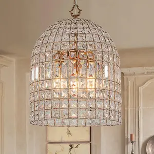 Vintage Glam Crystal Bird Cage Lantern Chandelier