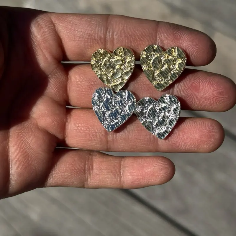 925 Silver Heart Nugget Earrings 925 Silver Heart Nugget Earrings