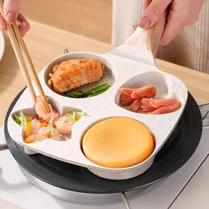 4-grid Non-stick Frying Pan, Multifunctional Heat-resistant Handle Frying Pan, Kitchen Cookware for Pancakes, Eggs, Burgers, Bacon, Non Stick Coated