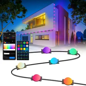 Smart RGBIC 60FT/30FT Permanent Outdoor Lights with 75 Scene Modes, Garden & Eaves Lights, Remote Control with App & Voice Control - Home