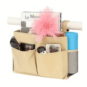 Bedside Storage Bag for Dormitory Upper Bunks, Multi-Functional Fabric Hanging Basket, College Student Bed Phone Holder, Dorm Room Organizer