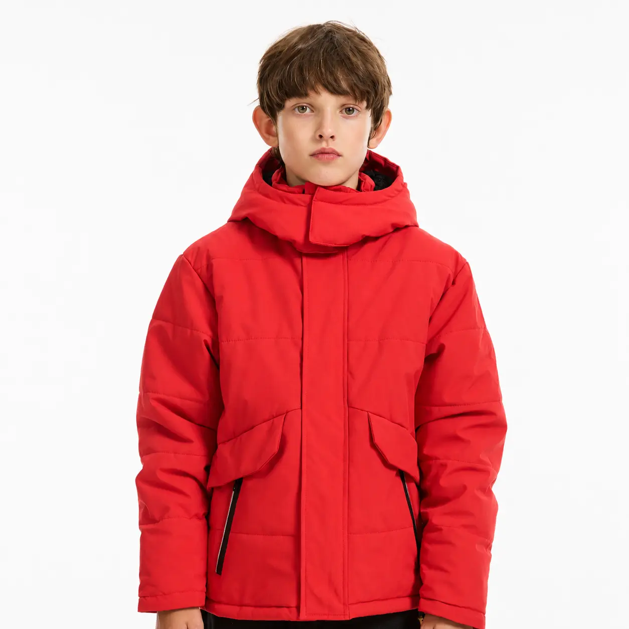 YUYANGDPB Boys' Winter Cotton Filling Puffer Jacket (Ages 6-16) - Fitted Cut, Fleece Lined, Warm, Water-Resistant, Quilted, Hooded, Front Zip, Medium Stretch, Modern Coat with Zip Pockets for School, Outdoor