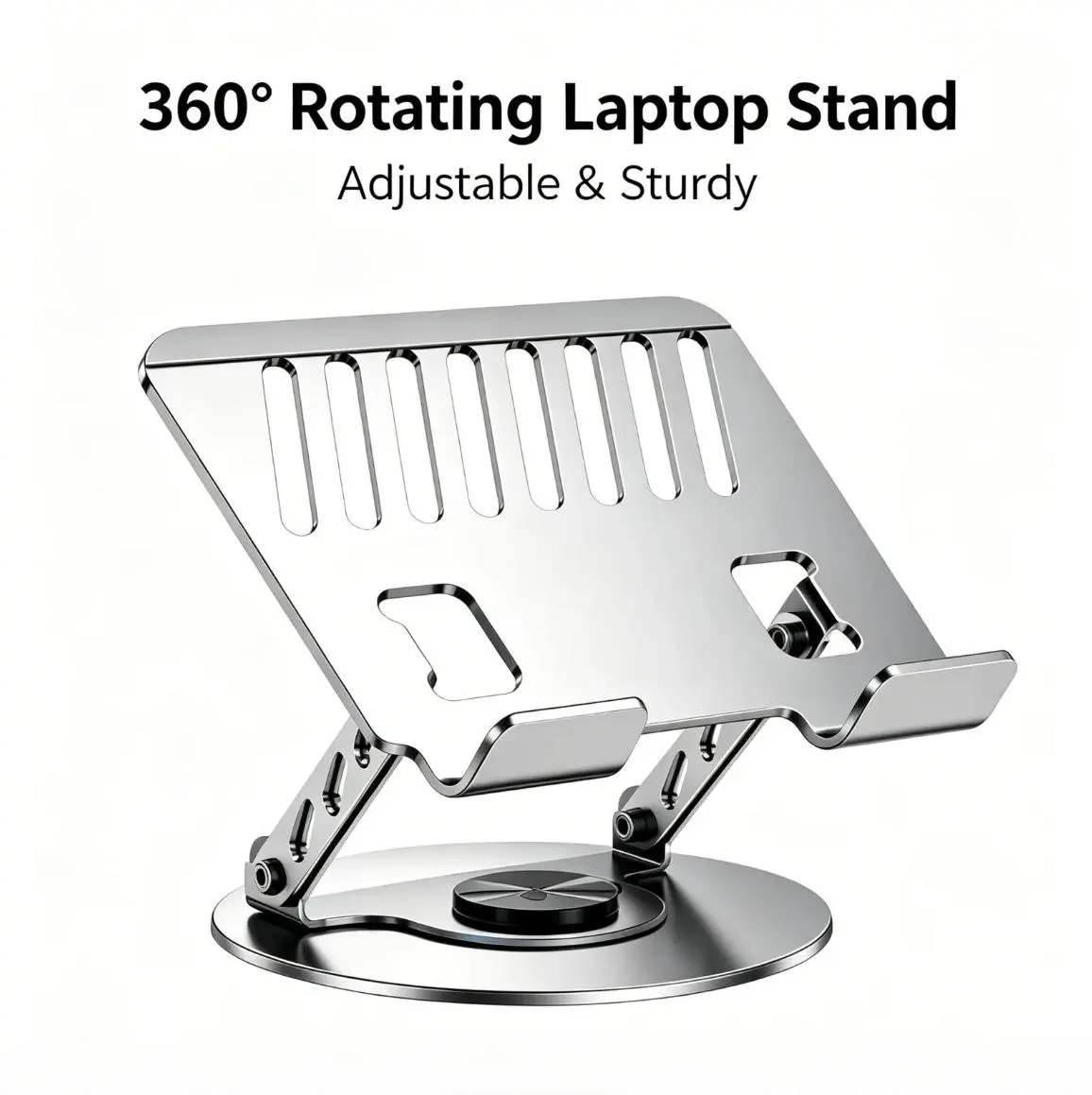 2Pcs Laptop Stand for Desk - All-Metal Ergonomic Computer Stand & Laptop Riser, 360° Rotatable & Adjustable & Foldable, Laptop Holder for MacBook Pro/Air, Dell XPS, HP, Notebooks (10-17.3"), Gray