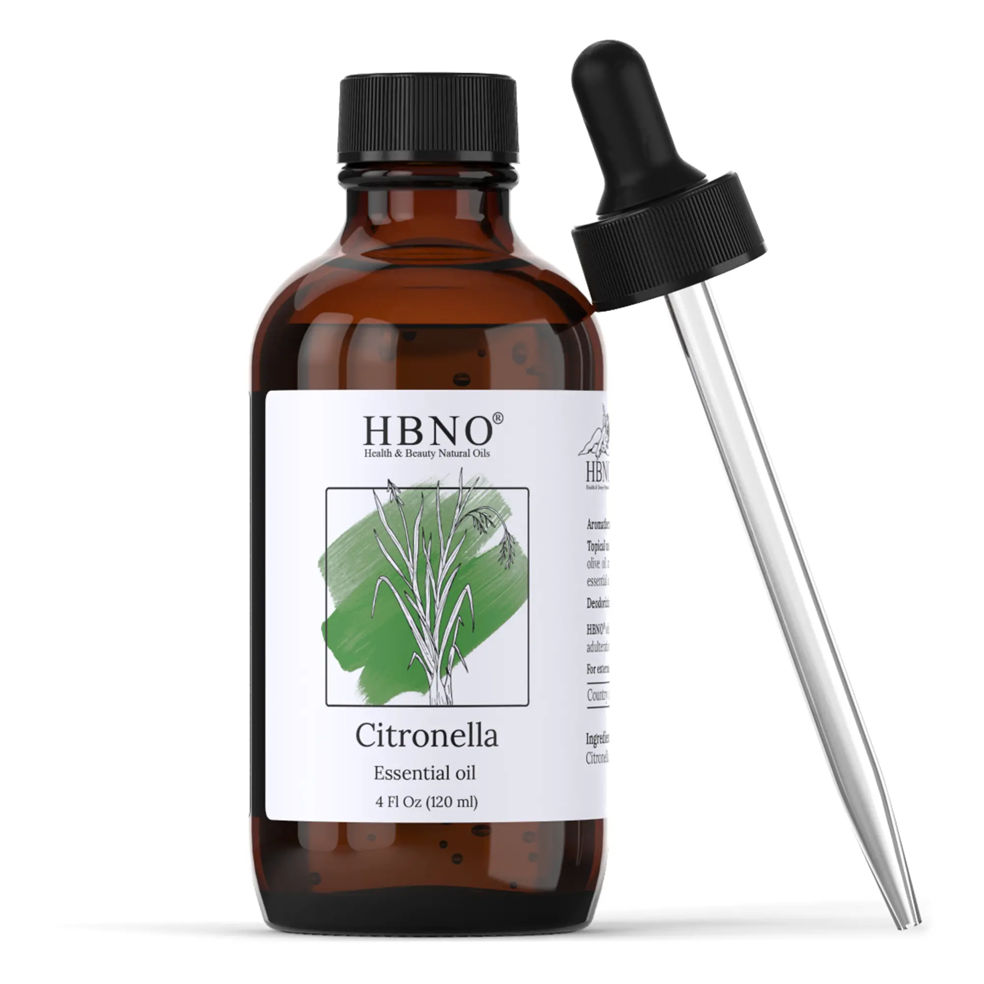 HBNO Citronella Essential Oil 4 fl oz 120 ml Fresh Lemony Scent for Diffusers Candles & Personal Care Indonesia Origin - Healthcare, Wellness