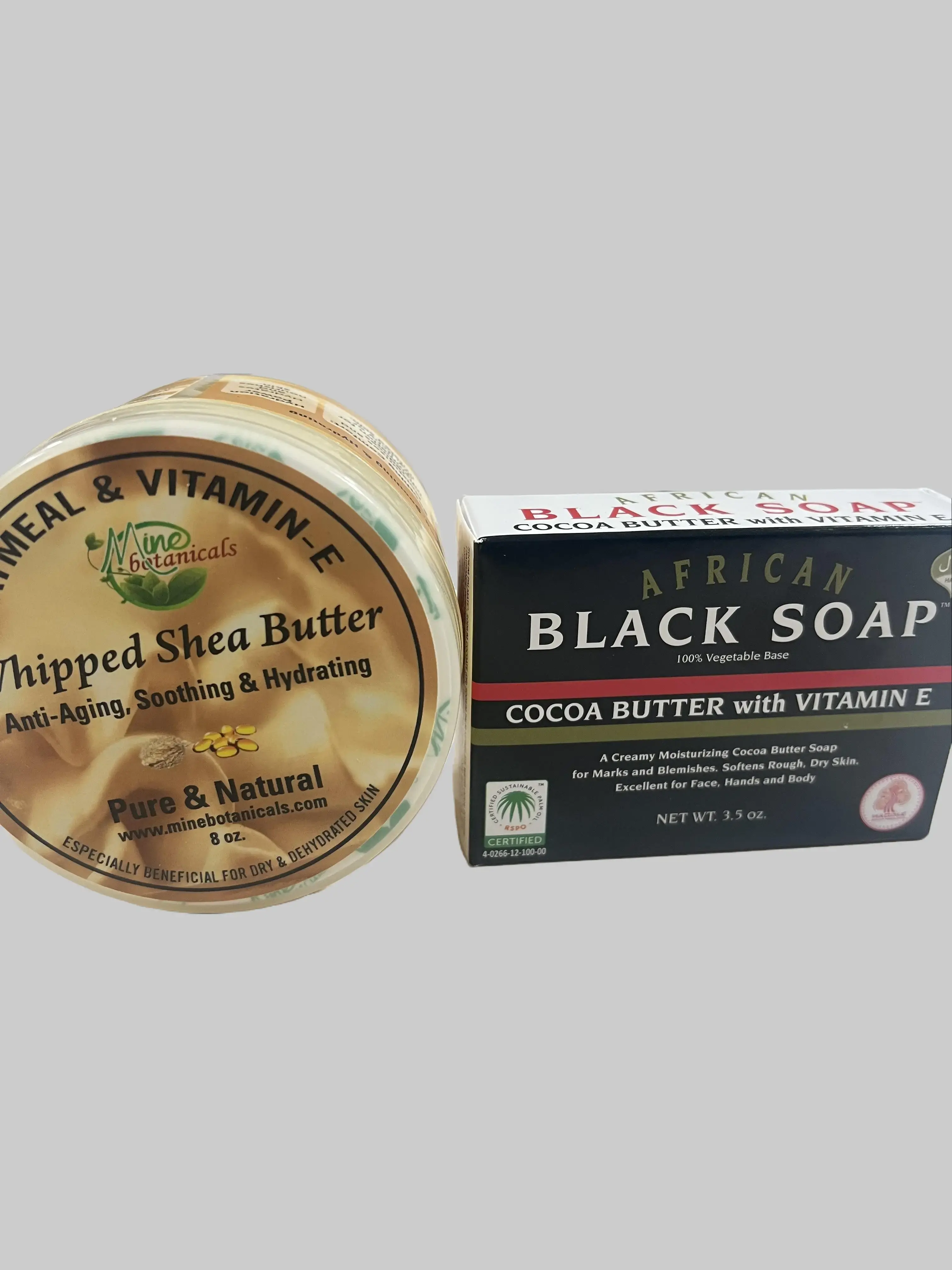 Black Soap With Shea Butter Bundle, Moisturizing Exfoliating Cleanser, Anti-Bacterial Bath & Body Care Set