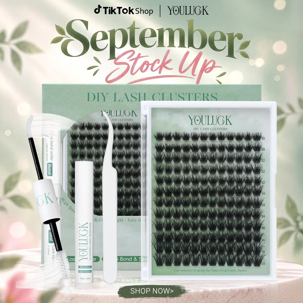 YOULUCK 5D Soft Mink Cluster Individual False Eyelashes & Adhesives, Moonlight & Aura Fluffy Waterproof Long-Lasting Lashes, Ultra-Thin Invisible Band, Bond & Remover Included, Lightweight Handmade Easy DIY Lash Upgrade