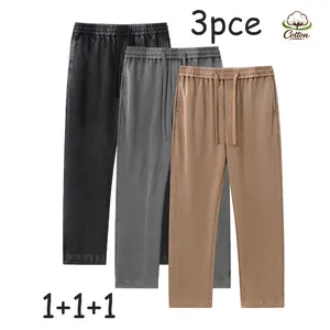3-pack men’s acid-wash, washed cotton solid-color athletic casual sweatpants, all-season, unisex
