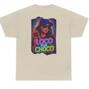 Loco For Choco T-Shirt - Cream Color with Neon Artwork and Chocolate Bar Design Choco hype gurl Streetwear Tshirt Casual Cotton