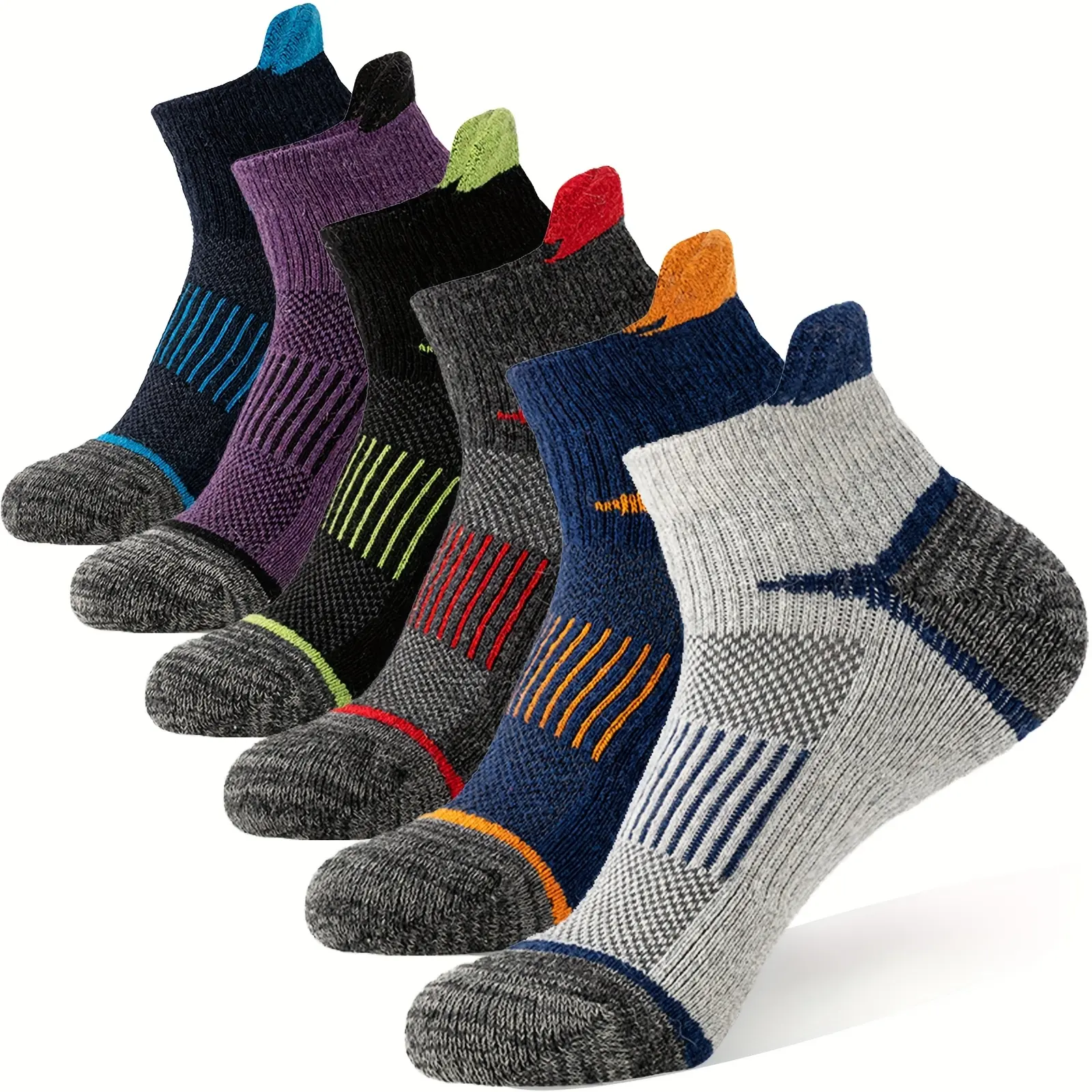 Women's & Men's 6-Pair Merino Wool Ankle Socks - Compression Support, Breathable, Thick Cushion, No Show Breathable Low Cut Socks for Running, Hiking, Socks For Women, Athletic
