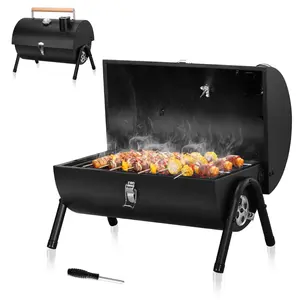 Walchoice Portable Charcoal Grill – Tabletop BBQ Grill with Thermometer, Vents & Lock Lid | Camping, Patio, Backyard Cooking Walchoice Steel Beach Foldable Rack Sturdy Black