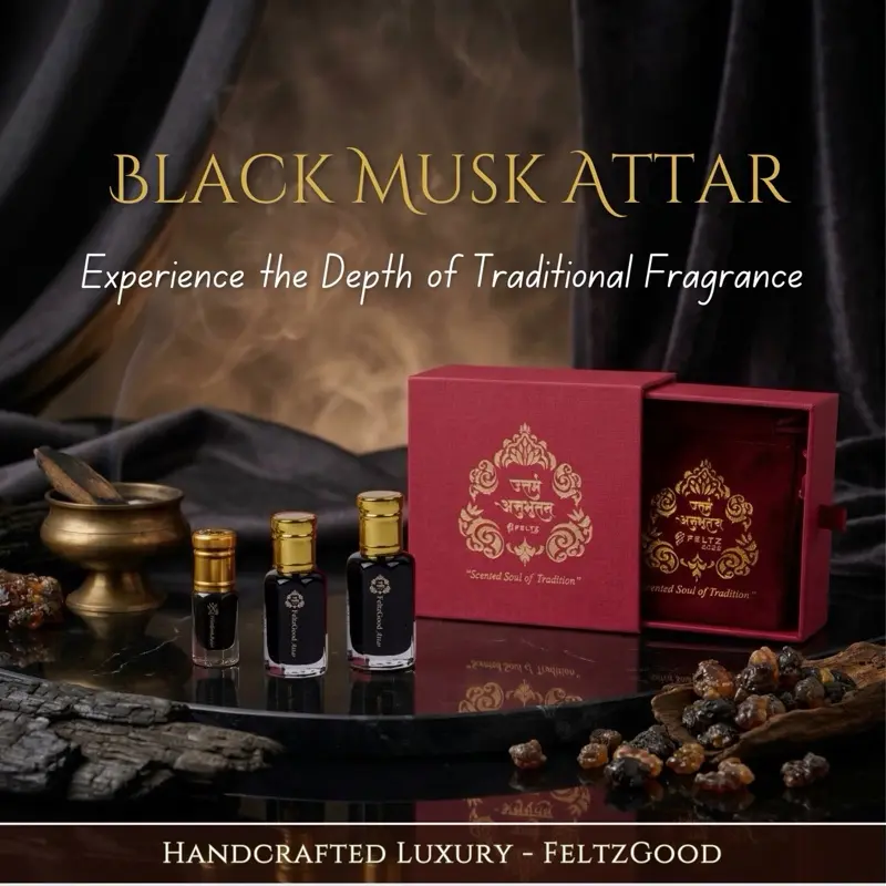 Black Musk Attar Perfume Oil - Intense Oriental Fragrance, Vegan & Ethanol-Free Concentrated Perfume, Bold Elegant Scent for Men & Women, Black Intense, Bold Elegant Fragrance, Glass Bottle, Adults, Meditation, Concentrated Perfume Oil, Cruelty Free