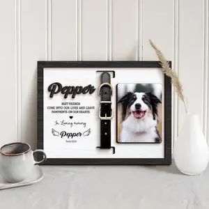 Personalized Dog Memorial Wood Frame With Collar Holder Plaque And Sign, Memorial Pet Collar Plaque And Sign with Photo, Dog Memorial Gifts Plaque And Sign, Dog Sympathy Gift Plaque And Sign