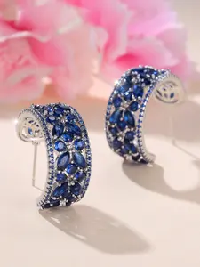 Classic sparkling sapphire blue cubic zirconia pattern ladies' earrings High Quality Earrings. High-end luxury jewellery designed exclusively for women. Party accessories.