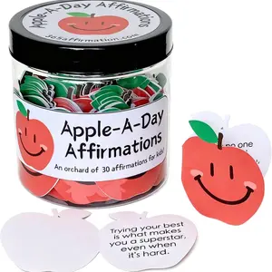 Positive Jar with 30 Daily Affirmation Cards, Emotional Support Gift, Fruits Vegetables Cards, Birthday Gift, Inspirational Wellness Tool