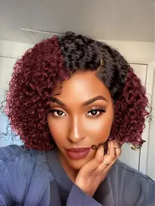 Kinky Curly Side Part Bob Wig Human Hair 13x4 Transparent Lace Front Short Wigs For Women
