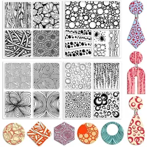 4 Pcs 4 Styles Bubble Polymer Clay Texture Sheets Geometric Silicone Texture Stamp Clay Mat Modeling Pattern Pad for Making Earrings Jewelry 5.5x5.5 inch
