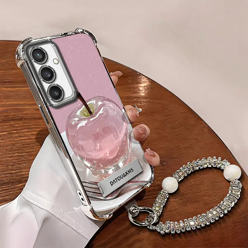 Suitable for [Galaxy S24 Fe] Latest high-end phone case,Features a Cute Pink Apple Print Design—Soft TPU and Reinforced Silicone Case.YM99