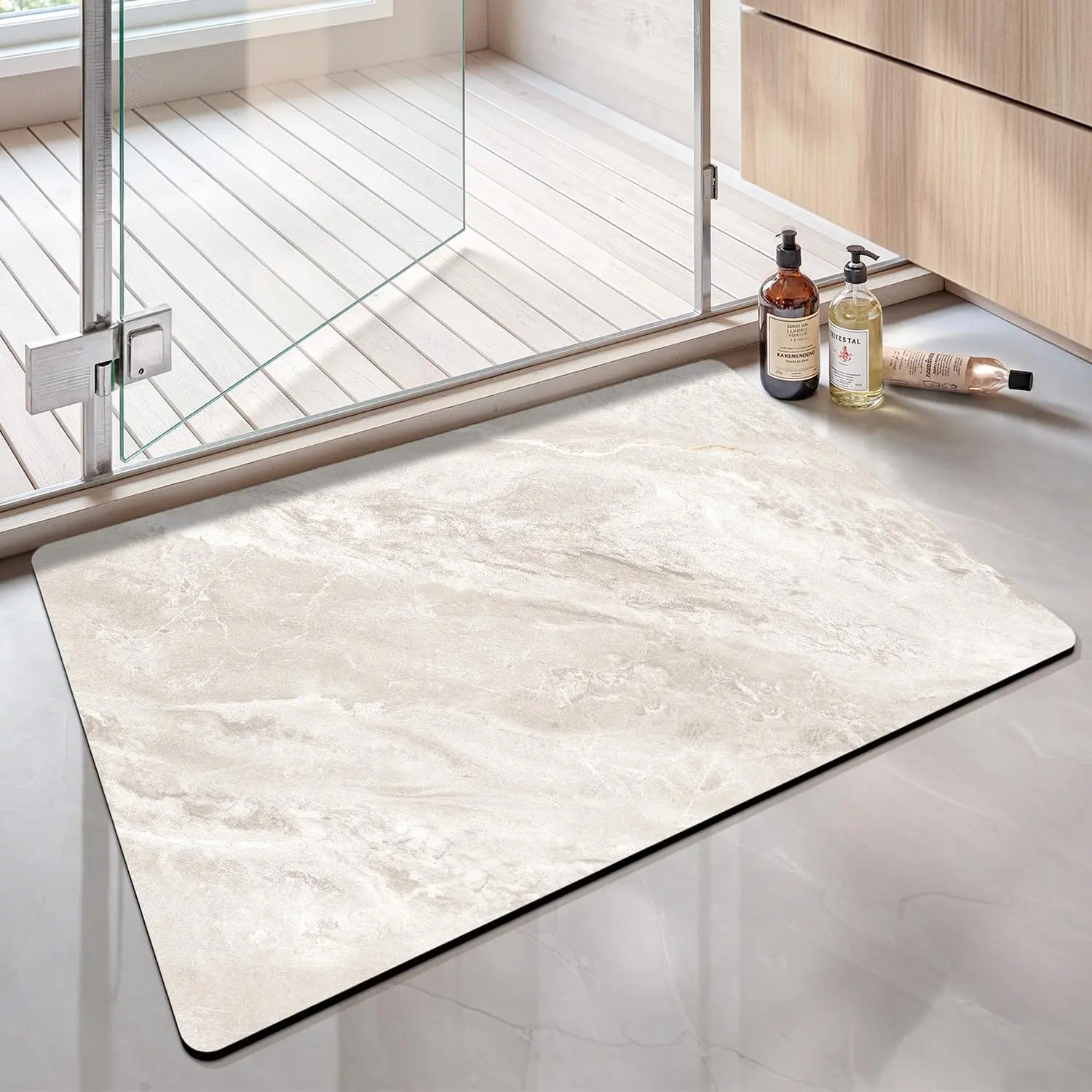 LUMI Ultra-Thin Bathroom Mat, Non-Slip Super Absorbent Diatomaceous Earth Ultra-Thin Bathroom Rug, Under Door, Quick-Dry Bathroom Floor Mat, Perfect for Shower Bathtub and Sink, 43.18cm x 76.20cm , Jade