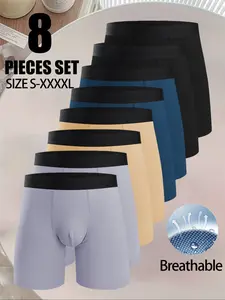 8-Pack Men's Boxer Briefs, Fashion Breathable Underwear, Comfortable Breathable Moisture-Wicking Soft Skin-Friendly Elastic Fabric, Sporty Casual Home Wear for Men