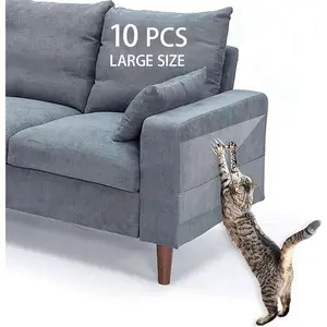 Scratch Furniture Protector for Leather - 10 Pack Large Size Clear Smooth Anti Furniture Protectors from Cats  Deterrent Tape,  Scratch Guard for Leather Couch/Sofa