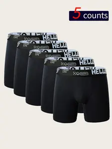 Men's Letter Tape Boxer Brief, Casual Comfy Breathable Underwear for Daily Wear, Men's Underwear for All Seasons, Boxer Briefs Set