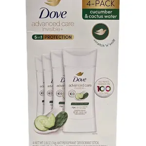 Dove Advanced Care Invisible+ Deodorant 4 Pack 2.6 oz Cucumber & Cactus Water Scent 72h Protection