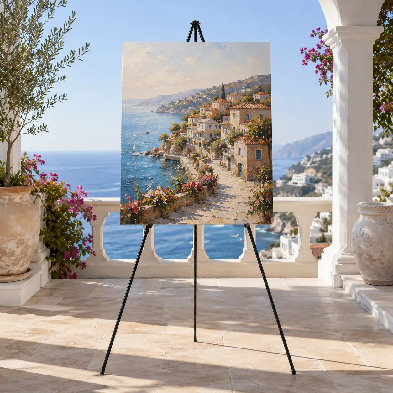 Foldable Metal Floor Easel Tripod Stand, Height Adjustable Display Holder for Art Canvas, Advertisement Poster, Retail Signage, Heavy Duty Collapsible Display Rack for Gallery, Shop, Indoor Outdoor Usage