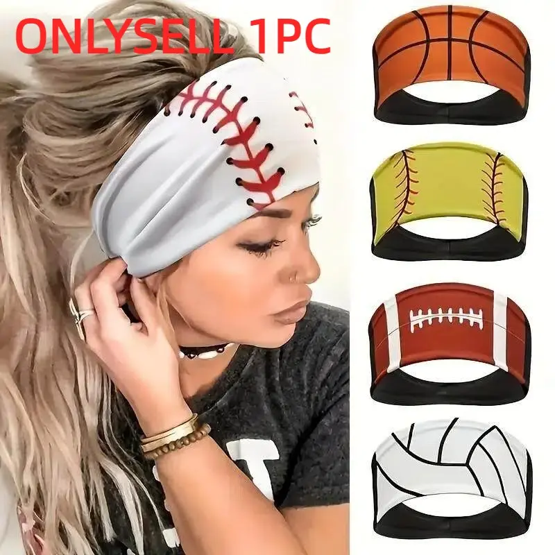 Women's Wide Sport Headband, Suitable for Basketball, American Football, Rugby, Fast Ball; Oversized Bohemian Style; Yoga Fitness Workout Headband, Sports Headbands