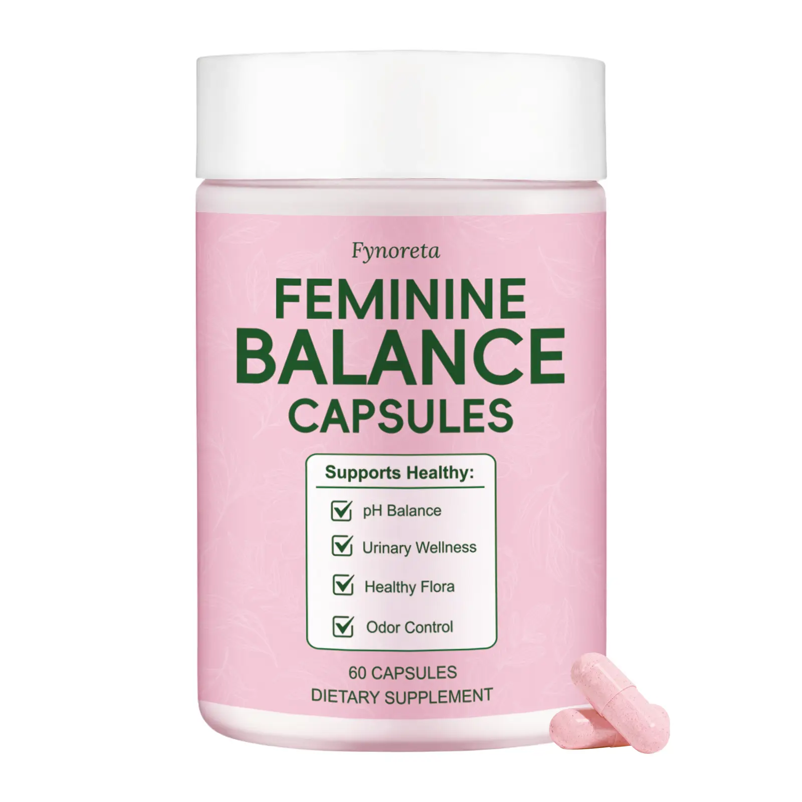 Fynoreta Feminine Balance Dietary Supplement Capsules - Women's Probiotics for Odor, pH Balance, UTI & Yeast Health Support with Cranberry, Pineapple