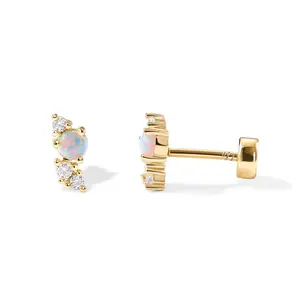 Women's Flat Back Small Cartilage Earrings, Available in Trinity, Pearl, Marquess, Opal