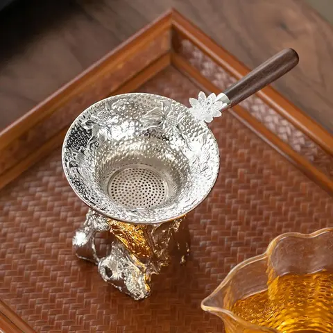 Lotus Design Tea Strainer, 1 Count Tea Filter with Handle, Tea Making Tool, Tea Making Accessories for Home Kitchen
