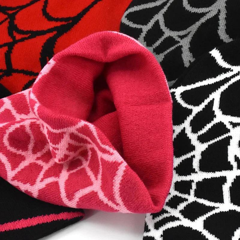Y2K Spider Web Beanie - Colorful Unisex Soft Stretchable Hat | Adjustable Warm Daily Wear Masks Motorcycle Gloves