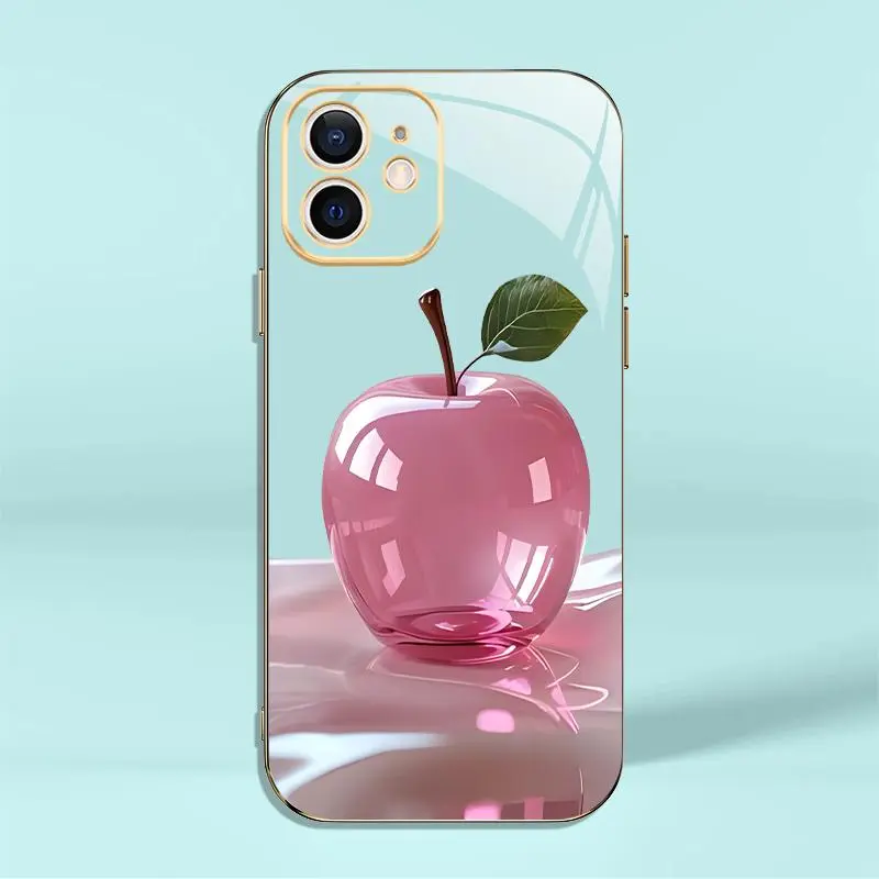 Multicolor Fruit High-End Crystal-Plated Lightweight Luxury Soft Casing for iPhone 12 - Smartphone/Cellphone Protection Case for Electronic Devices (975)