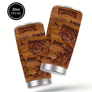 20Oz Stainless Steel Insulated Tumbler Featuring a Fishermen Graphic, Complete with a Lid And Straw. This Versatile Beverage Container Is Perfect for Kitchen Storage, Travel, Summer Hydration, And Camping. an Ideal Gift for Birthdays, Father'S Day