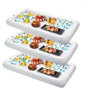 Inflatable Serving Bar with Drain Plug, 1 Set Inflatable Salad Ice Bar, Food & Beverage Container for Camping & Picnic & Pool Party