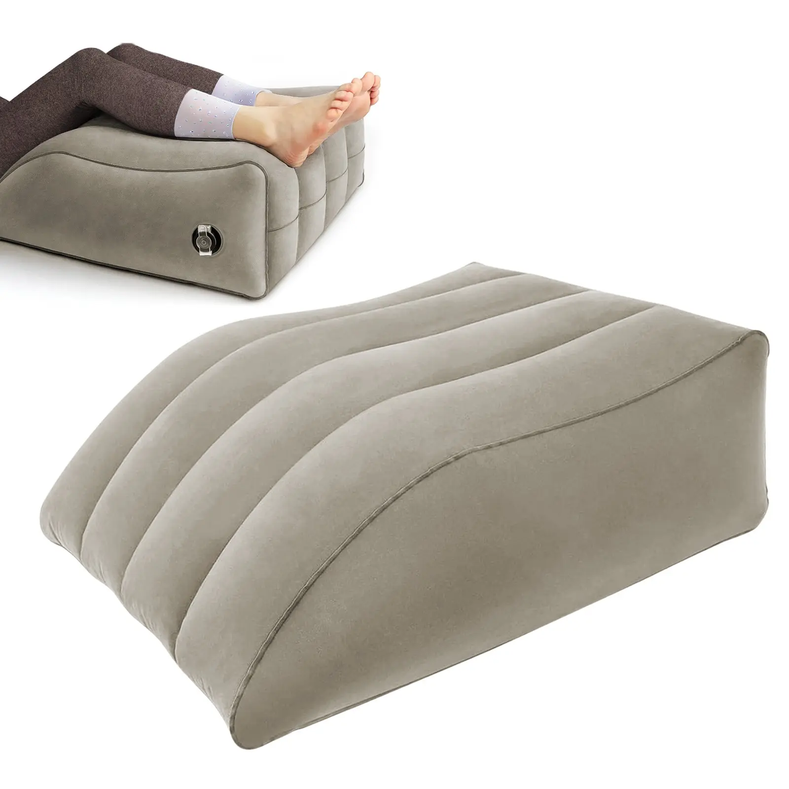 Inflatable PVC Durable Portable Leg & Knee Relief Support Cushion, Wedge Pillow for Rest and Muscle Relaxation, Comforts Swelling, Gentle Elevation for Legs, Print