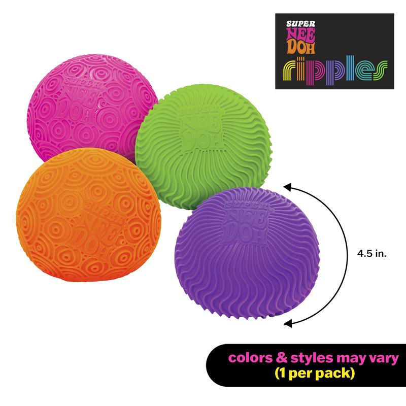 Schylling Super NeeDoh Ripples- Huge NeeHoh 4.5" in Diameter - Sensory Toy with Fun Dough Filling  - 1 Random Color - Ages 3 and Up - One piece shipped at random