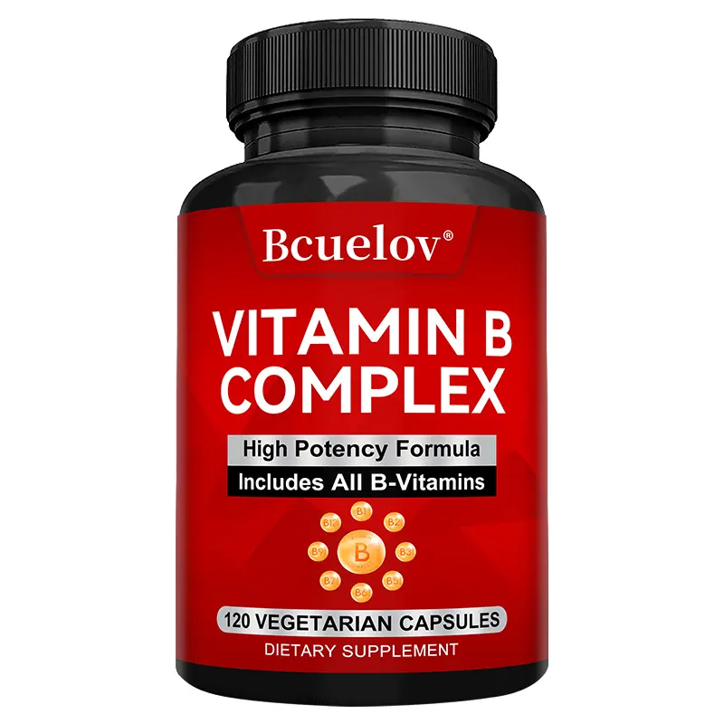 Bcuelov Vitamin B Complex Health Supplement , ​​Supports Daily Physical Energy and Heart Health, 120 Capsules
