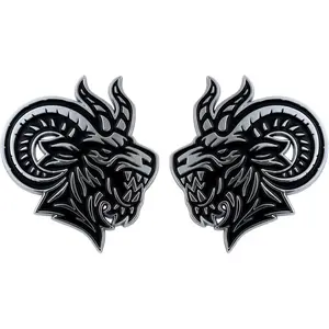 Angry Goat Emblem 3D Horned Monster Car Badge - Aggressive Exterior Automotive Emblem for Car Truck SUV Hood Trunk Fender (Set of 2) (Chrome)2026
