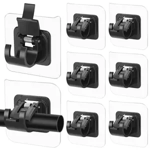 Self Adhesive Curtain Rods Holder,Free Adjustable Curtain Rod Hooks,No Drill Curtain Rod Brackets Hangers for Bathroom,Bedroom,Kitchen,Office
