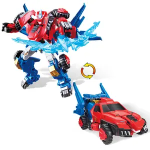 QUANTUM HEROES DINOSTER Transformable Robot 2 in 1 Raptor Bolt Wing, 8.66 inch, Transforming Robot Toy for Kids, Chariot Transforming Toy for Boys Girls 5 6 7 8 9 10 Years, Red Blue