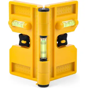 Magnetic Post Level, 270° Adjustable Folding Post Level with 3 Vials, Elastic Loop for Hands-free Work